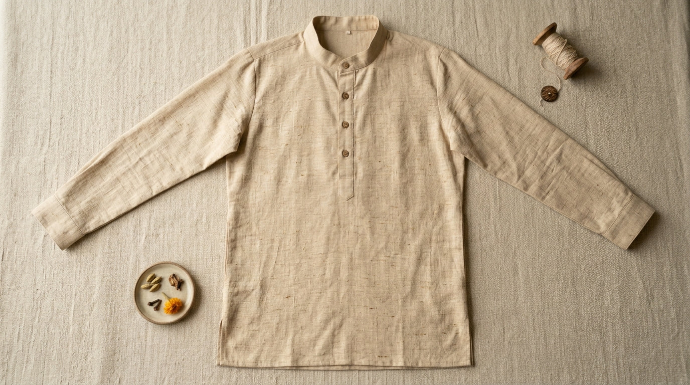 Beige Khadi Kurta