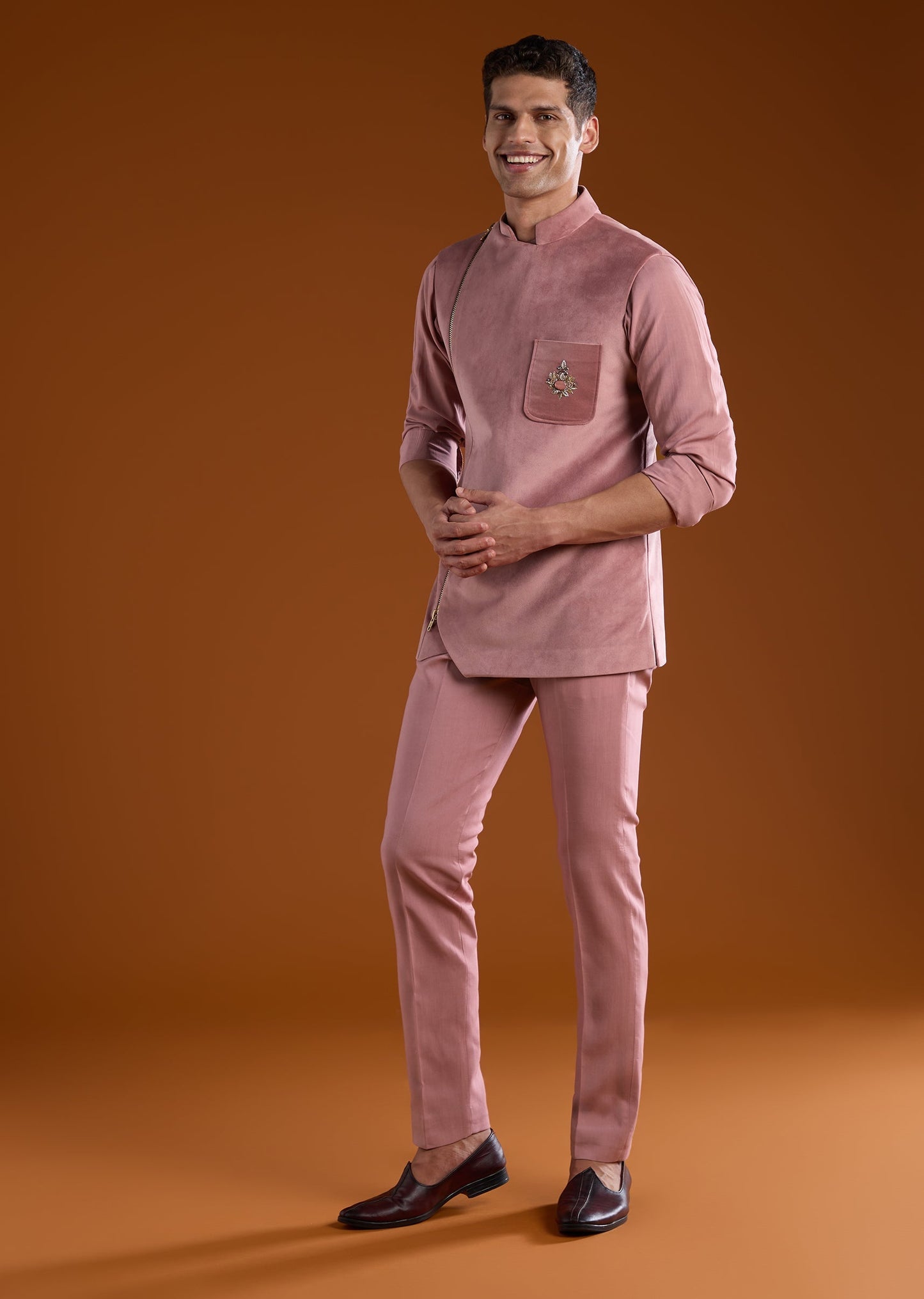 Pink Velvet Tuxedo and Pant Set