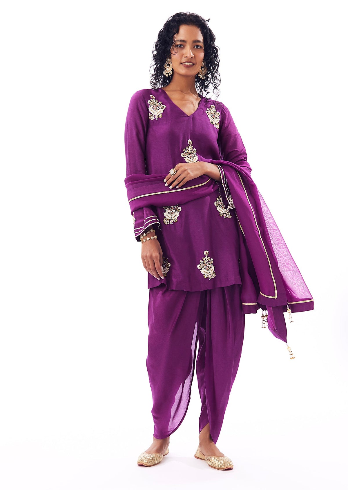 Purple Dhoti Suit