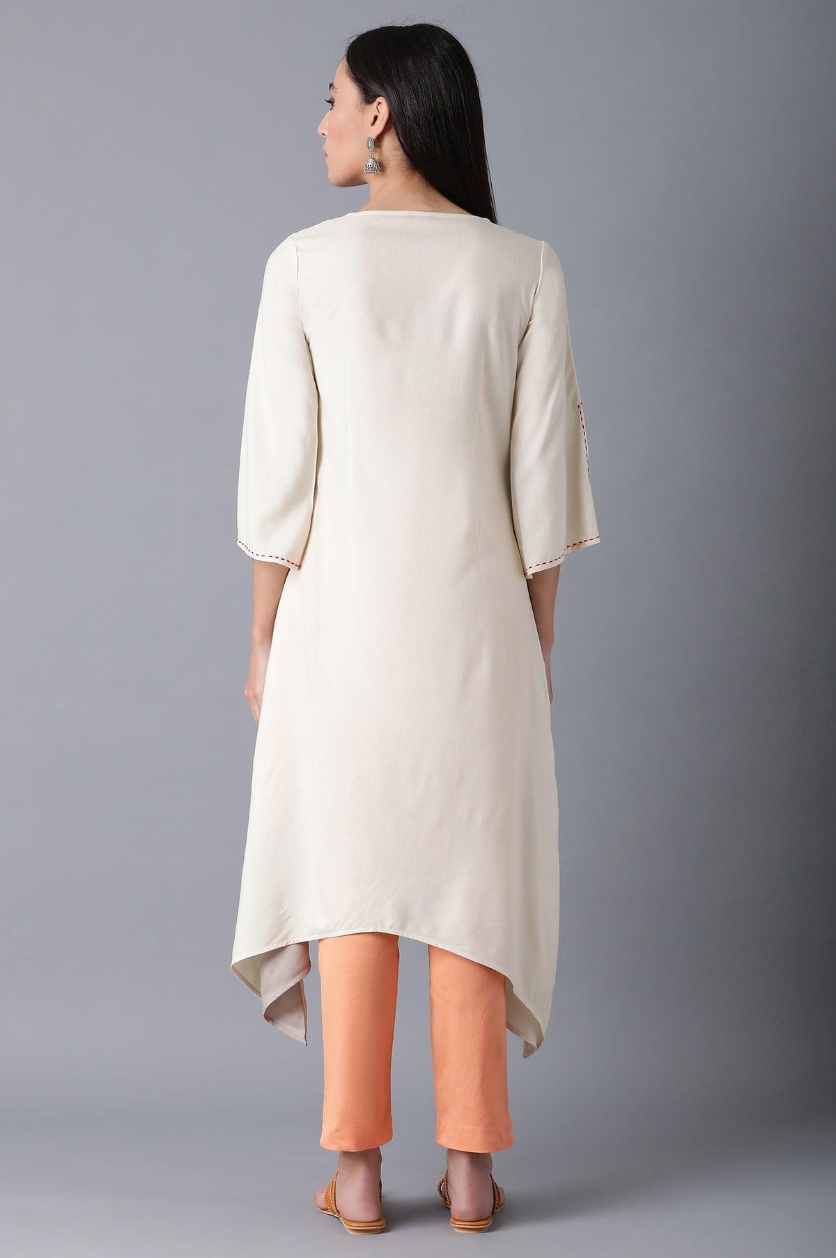Beige A-Line Dipped kurta