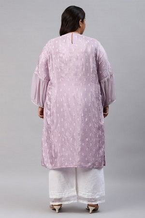 Peach Shantung Plus Size kurta With Embroidery