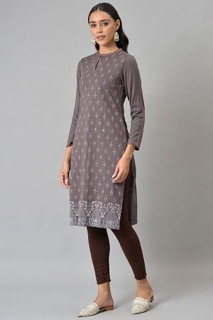 Purple Paisley Printed Winter kurta