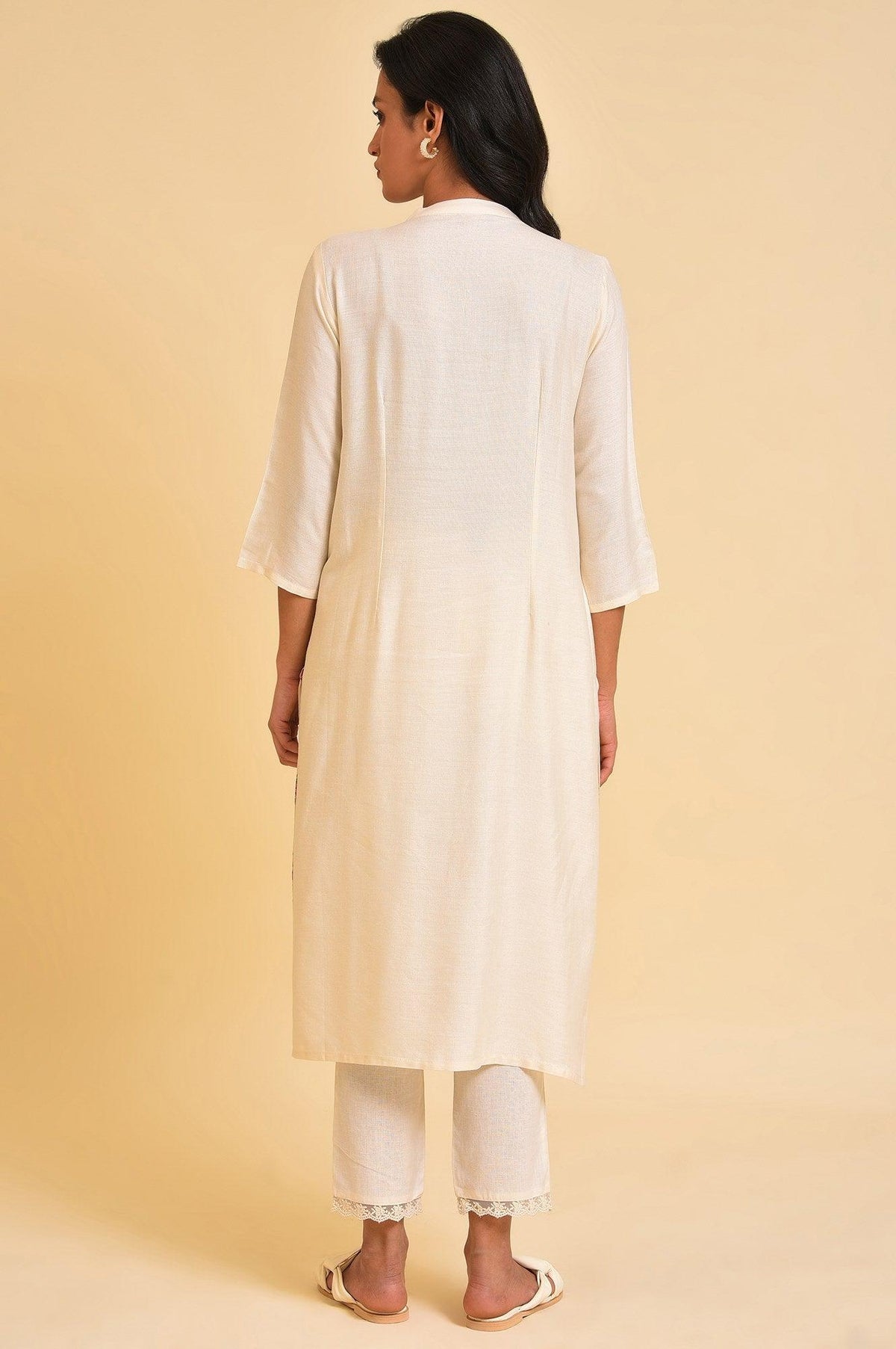 Biege Floral Printed Festive kurta