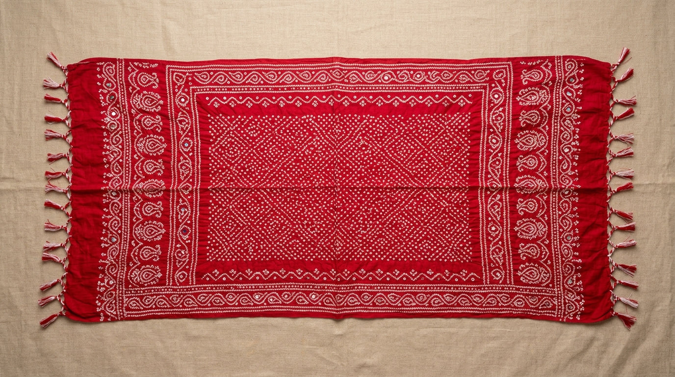 Red Bandhani Cotton Dupatta