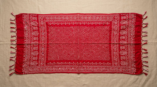Red Bandhani Cotton Dupatta