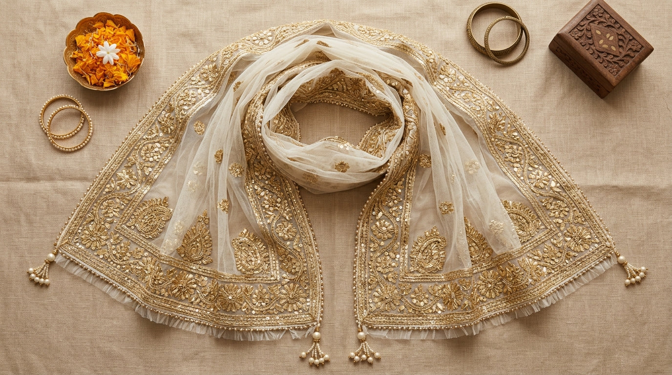 Ivory Gota-Work Dupatta