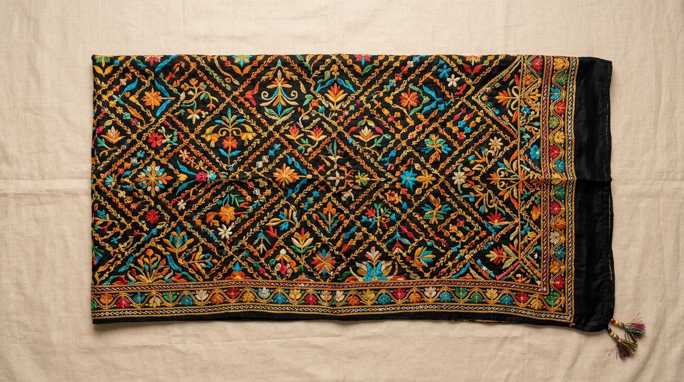 Black Phulkari Dupatta