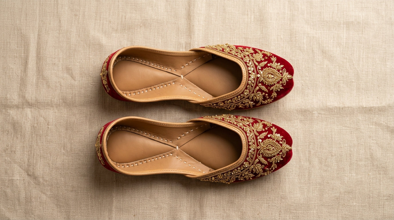 Womens Red Velvet Juttis