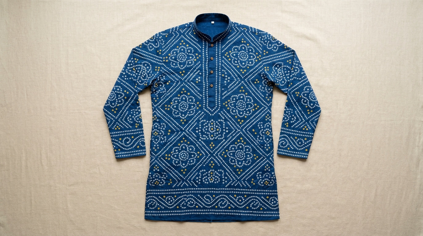 Indigo Bandhani Silk Kurta