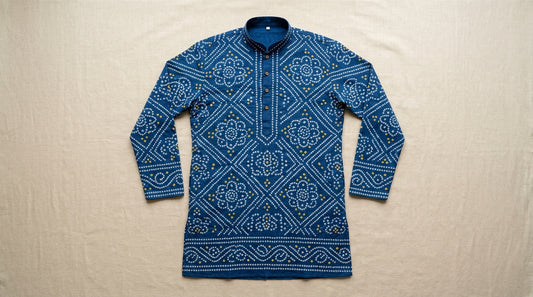 Indigo Bandhani Silk Kurta