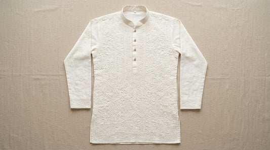 Ivory Chikankari Cotton Kurta