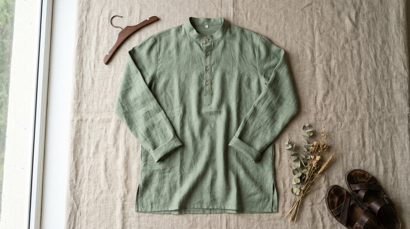 Sage Green Linen Kurta