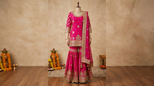 Fuchsia Pink Gharara Set