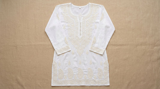 White Hand-Embroidered Kurti