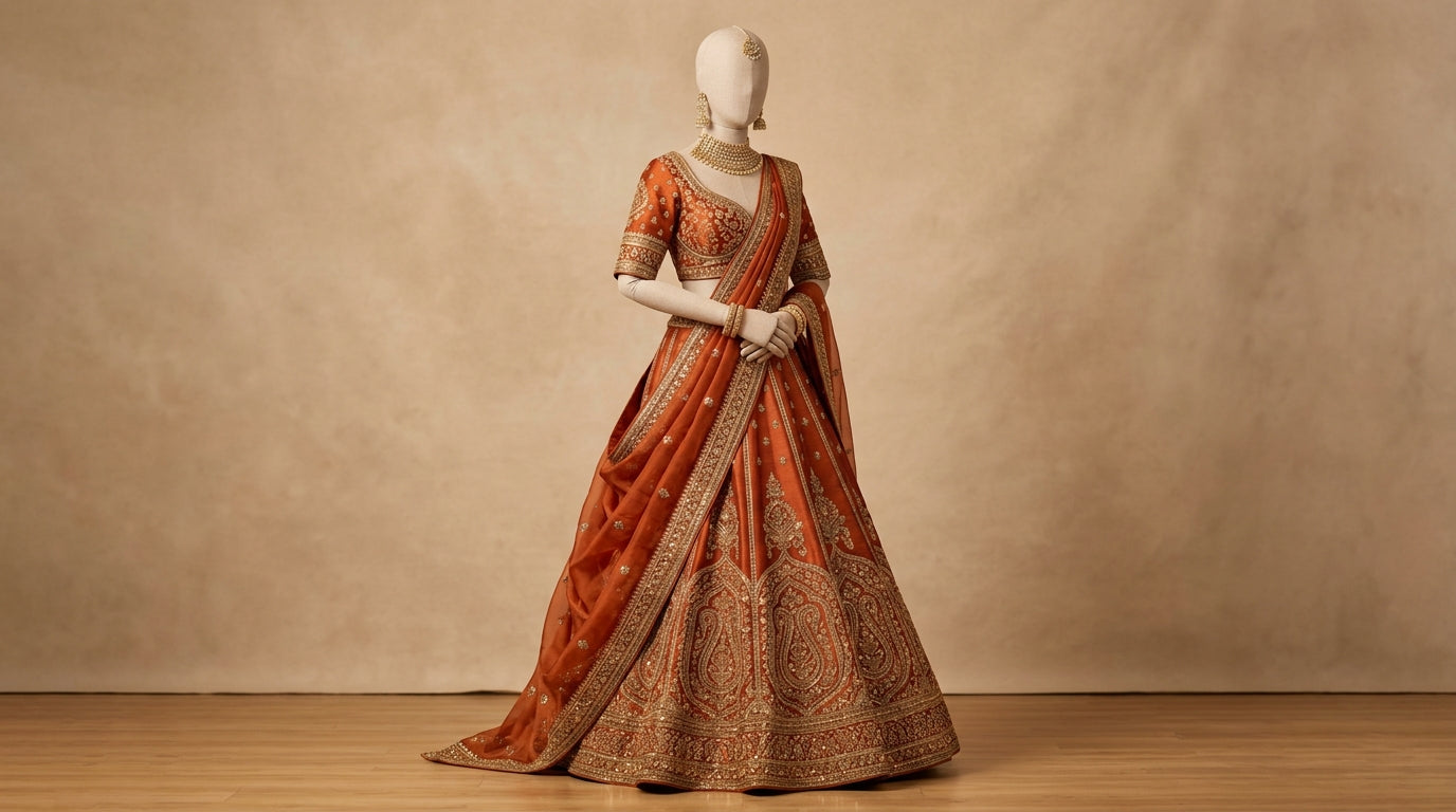 Rust Gold Lehenga