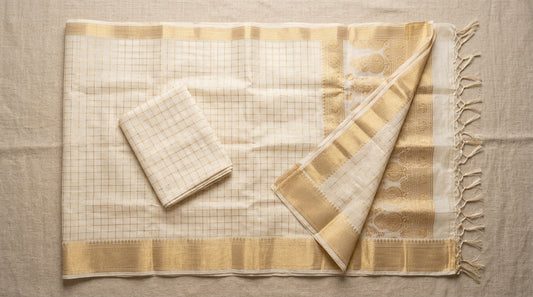 Ivory Chanderi Saree