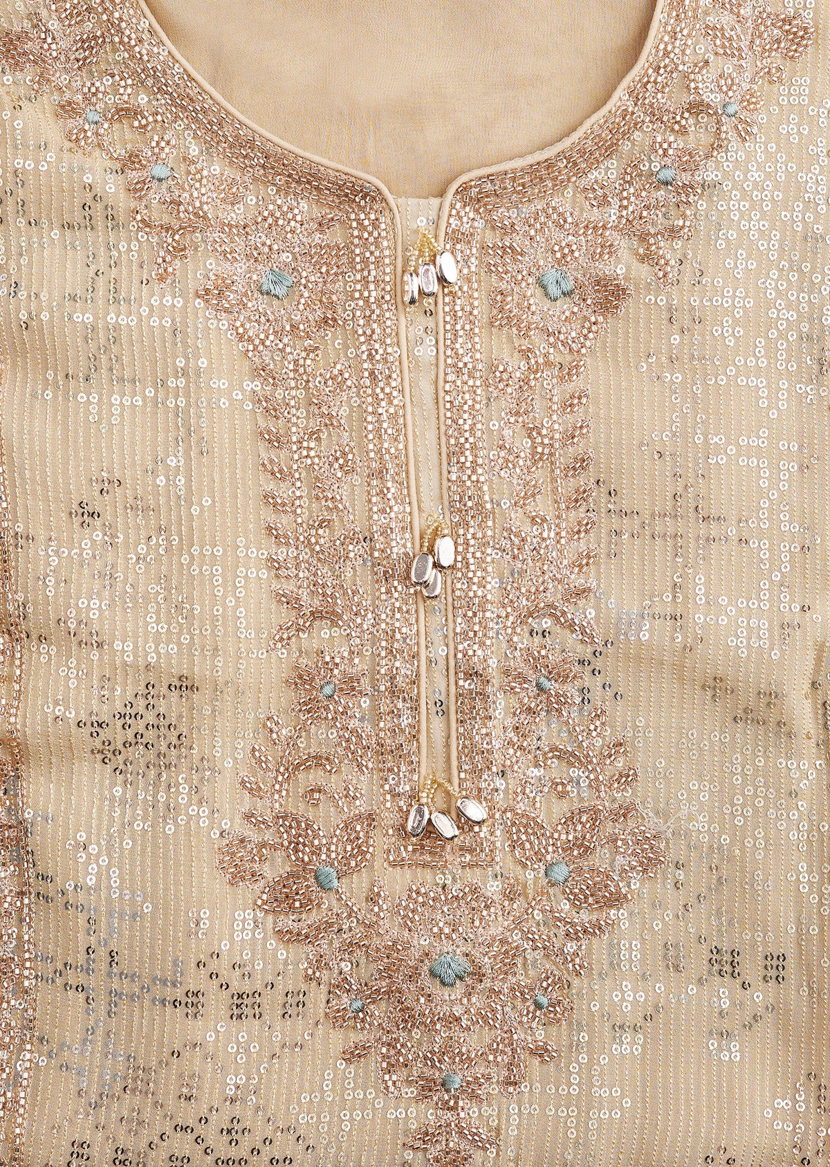 Beige Georgette Embroidered Unstitched Suit Set With Dupatta