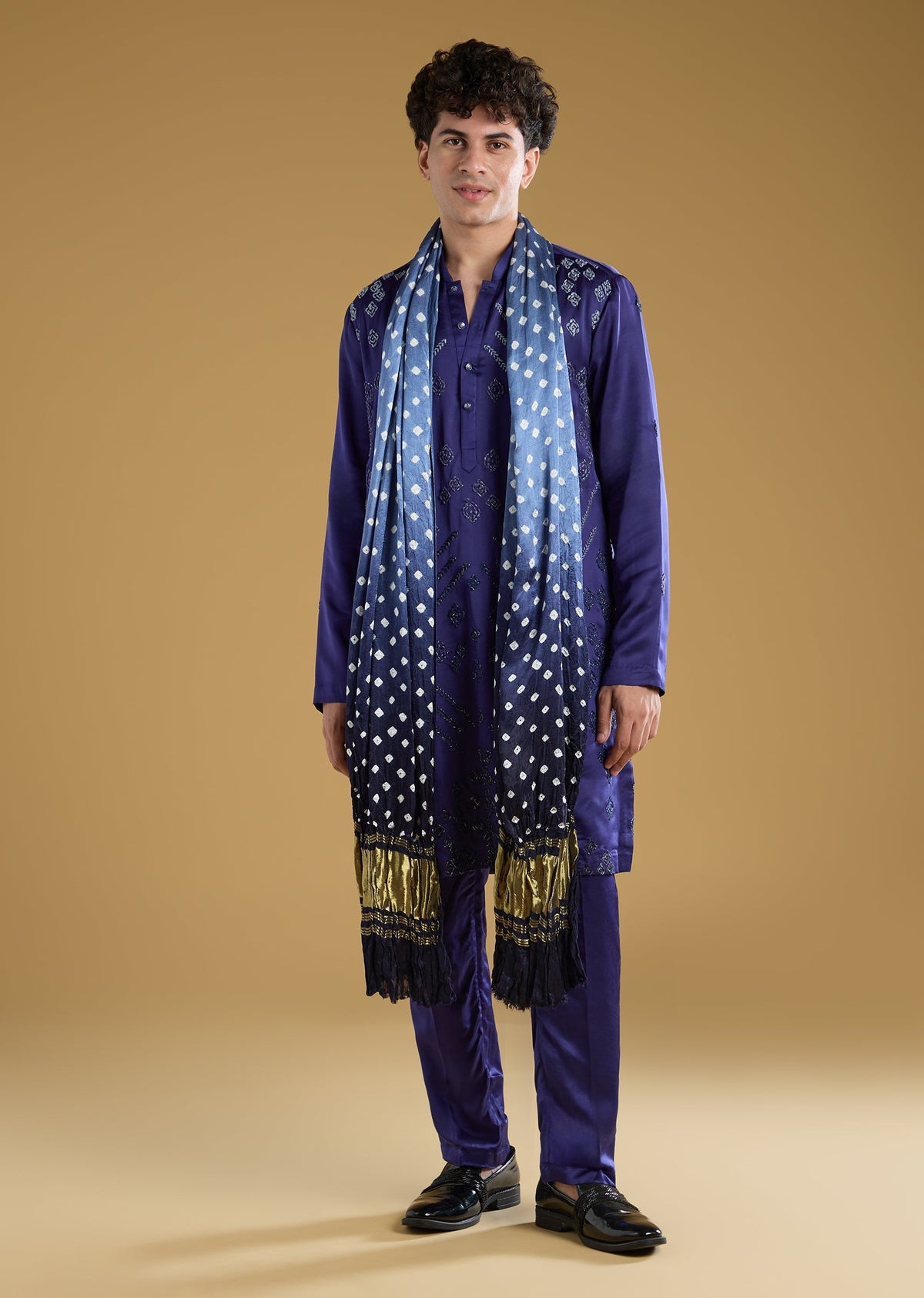 Royal Blue Hand Embroidered Silk Kurta Pant Set