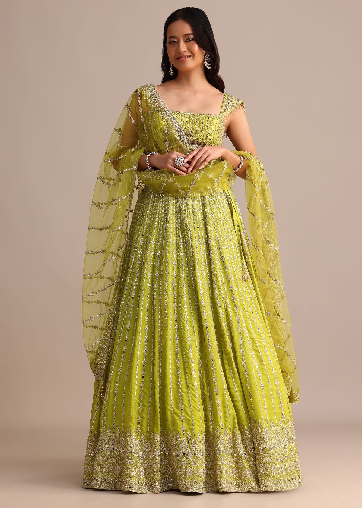 Light Green Embroidered Silk Lehenga Choli With Dupatta