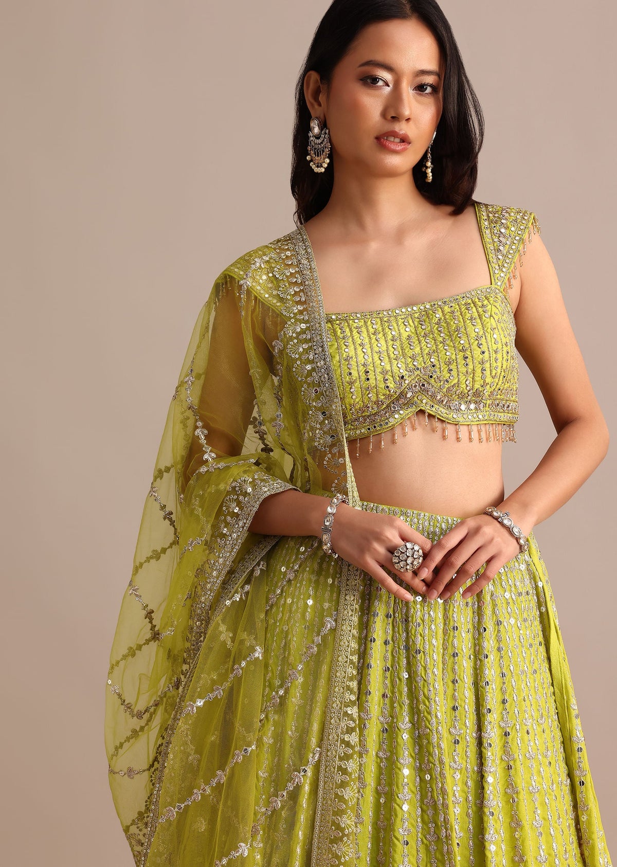 Light Green Embroidered Silk Lehenga Choli With Dupatta