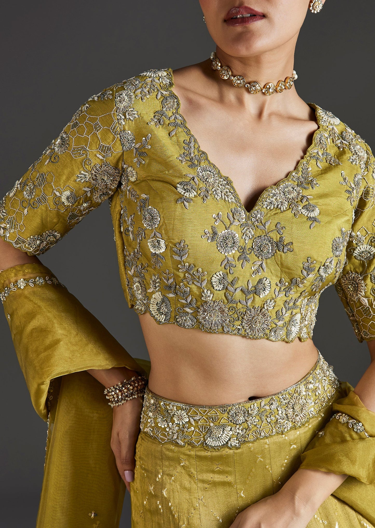 Mehendi Green Grace With Classic Detail