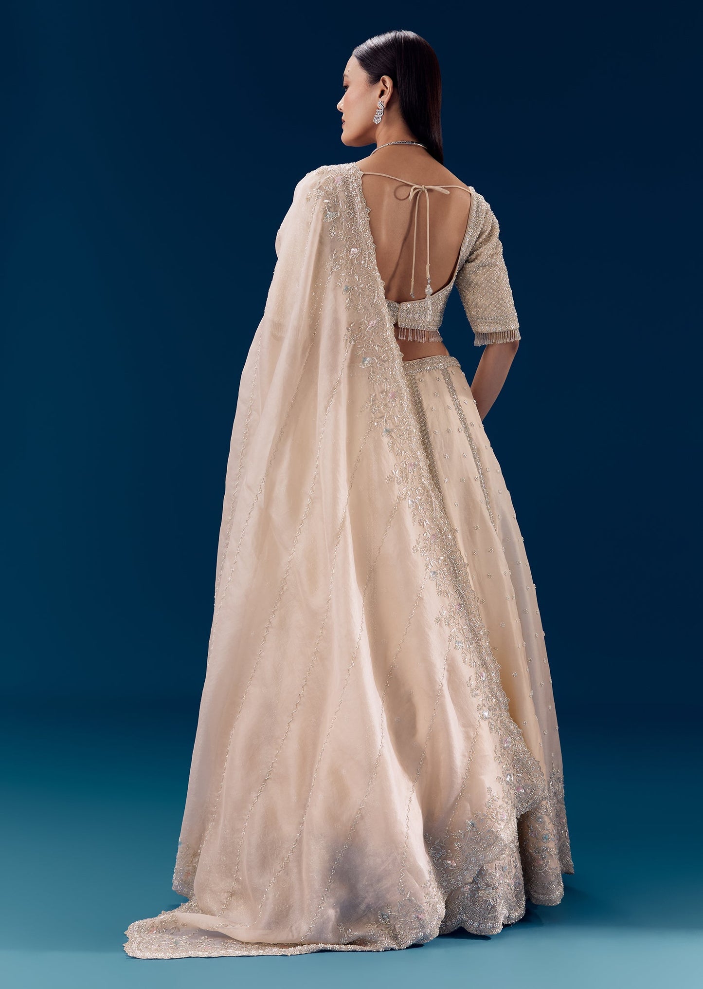 Off White Resham Work Bridal Lehenga Set