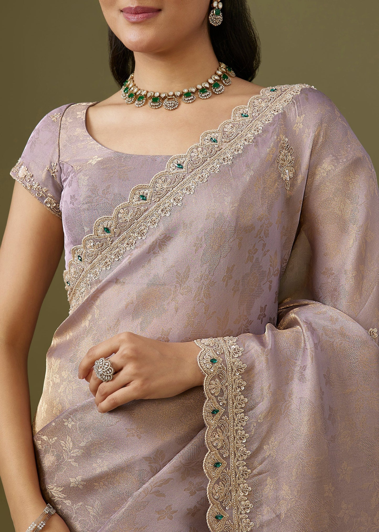 Purple Jacquard Dola Silk Saree