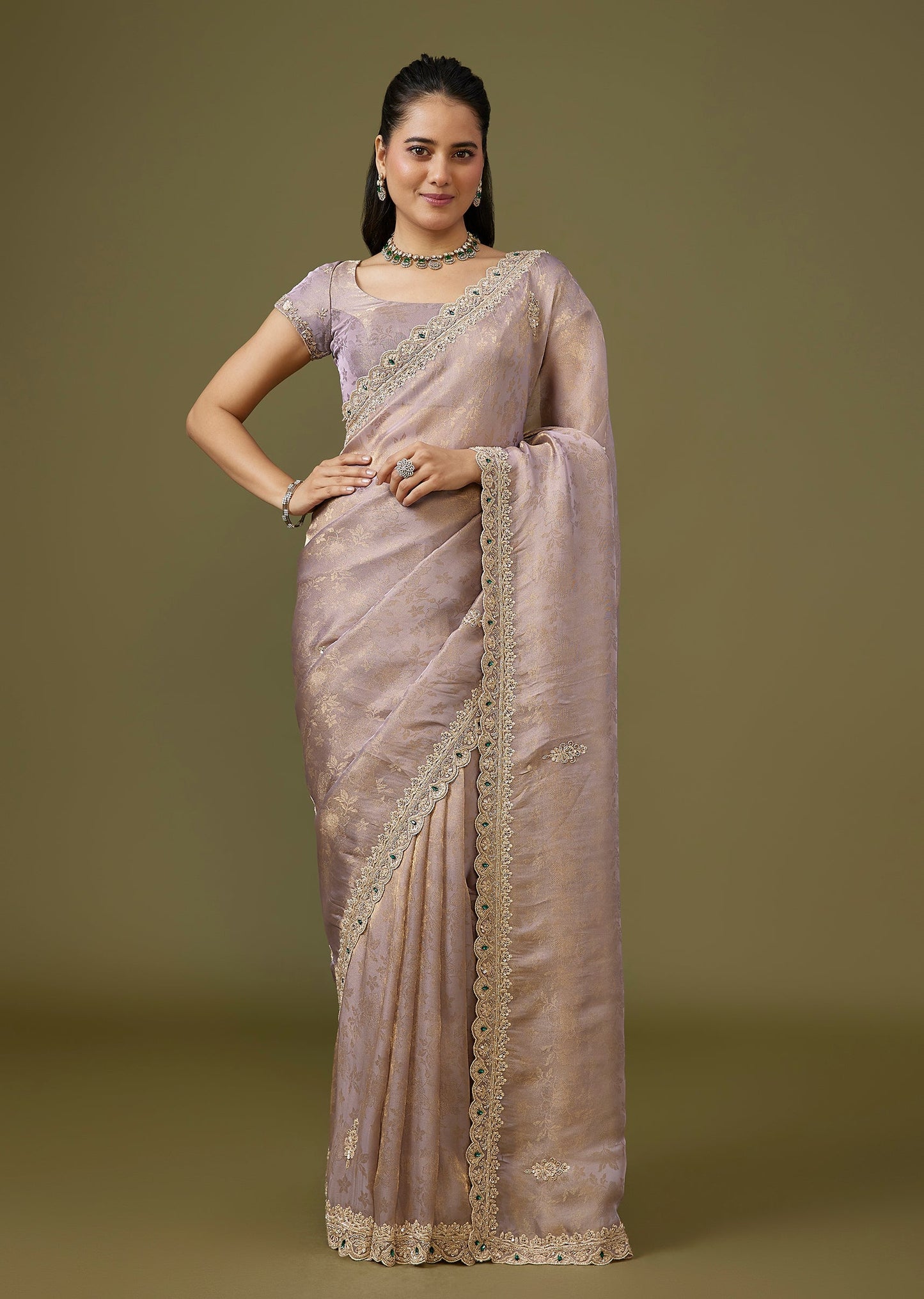 Purple Jacquard Dola Silk Saree