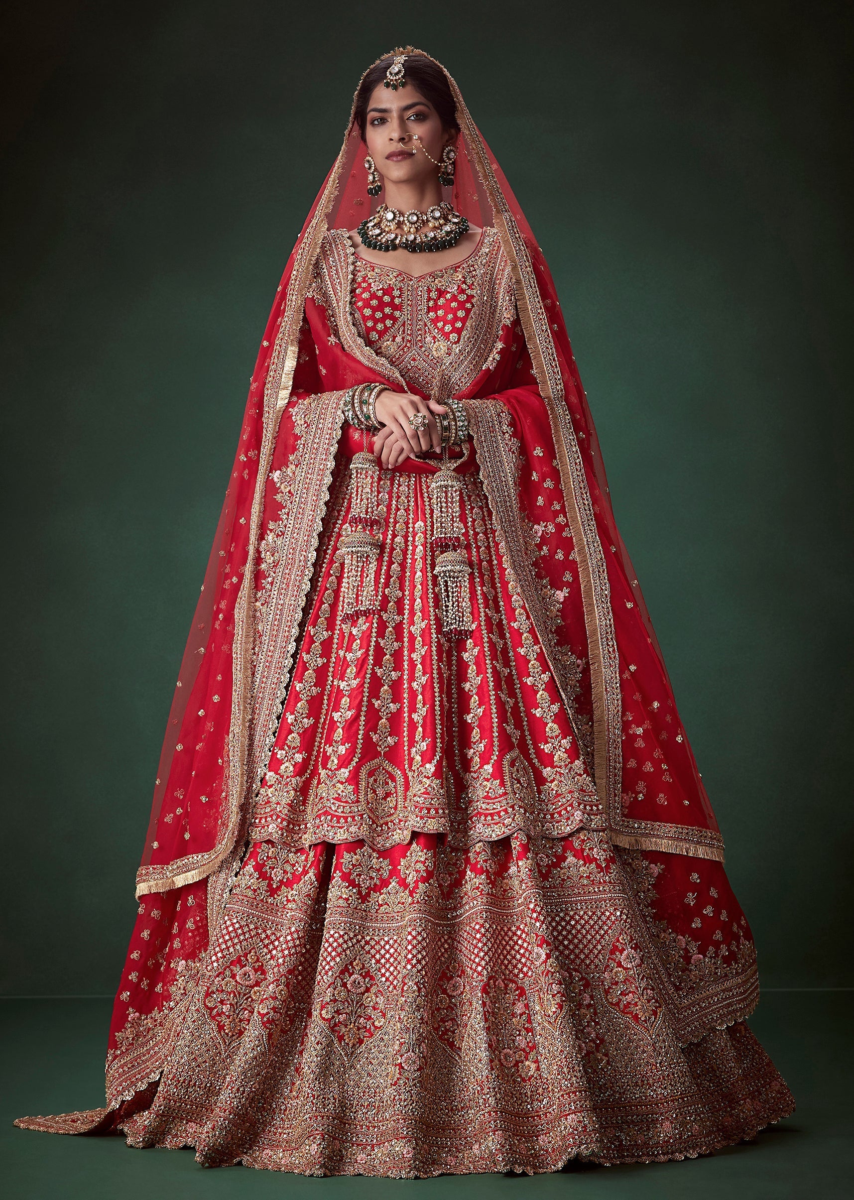 Red Gurudwara Bridal Suit Lehenga Set