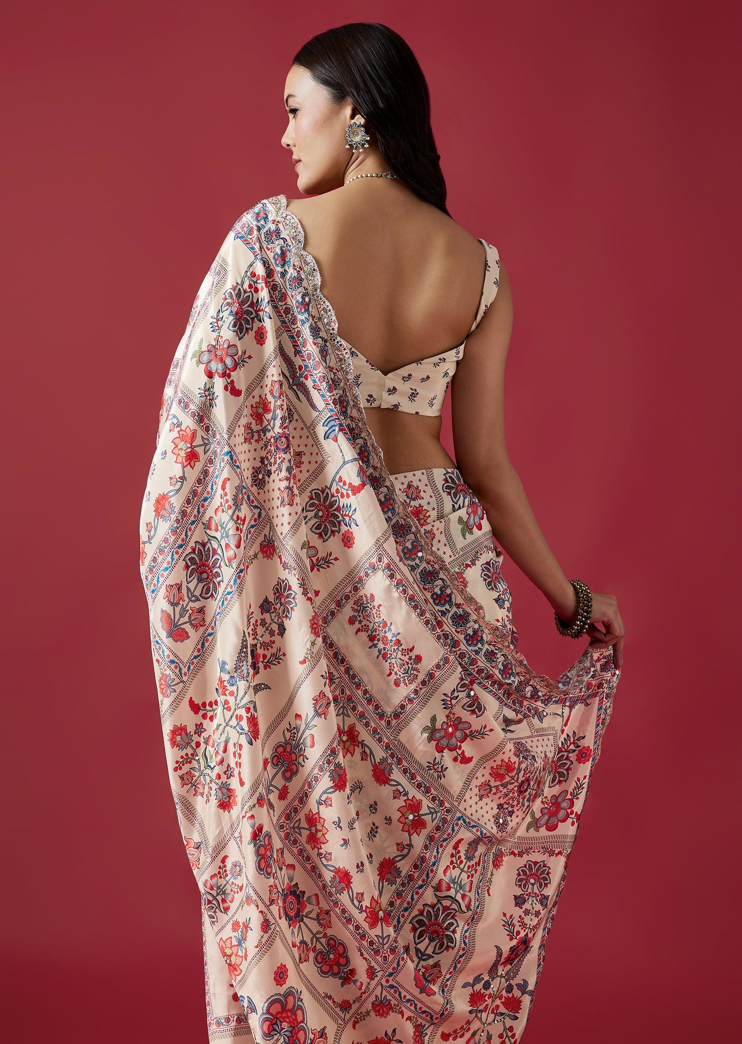 Soft Pastel Pair – Printed Saree For Her And Kurta For Him