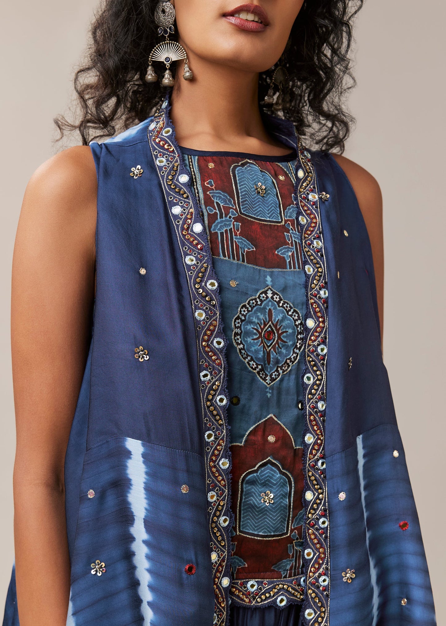 Indigo Craft Duo — Jacket Set For Her And Kurta Jacket For Him